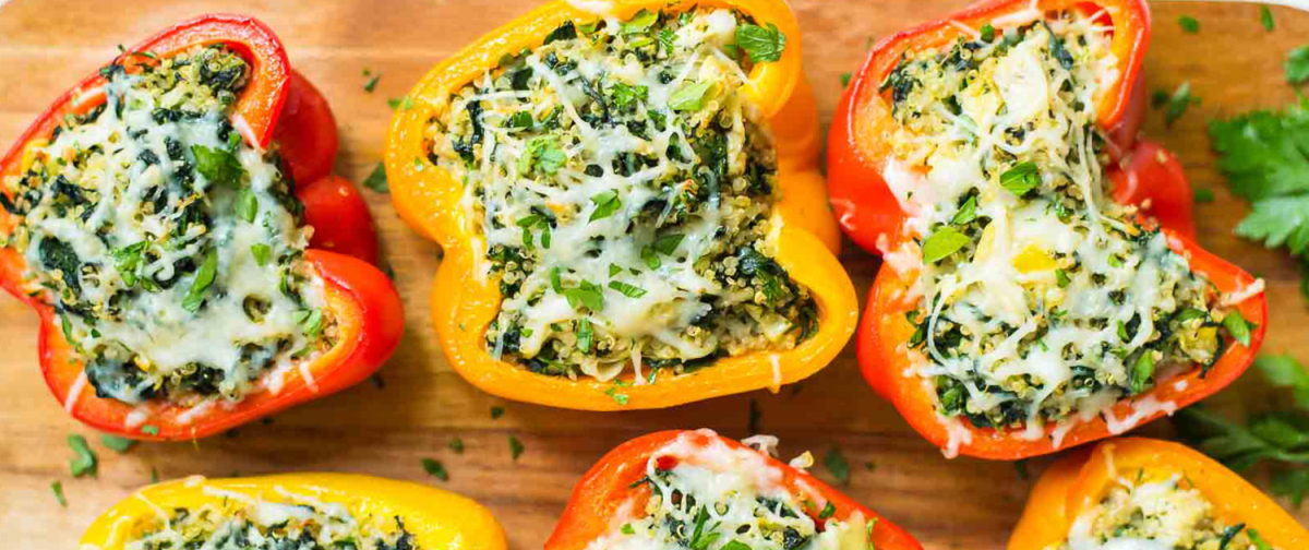 Recipe of the Month Spinach Artichoke Quinoa Stuffed Bell Peppers